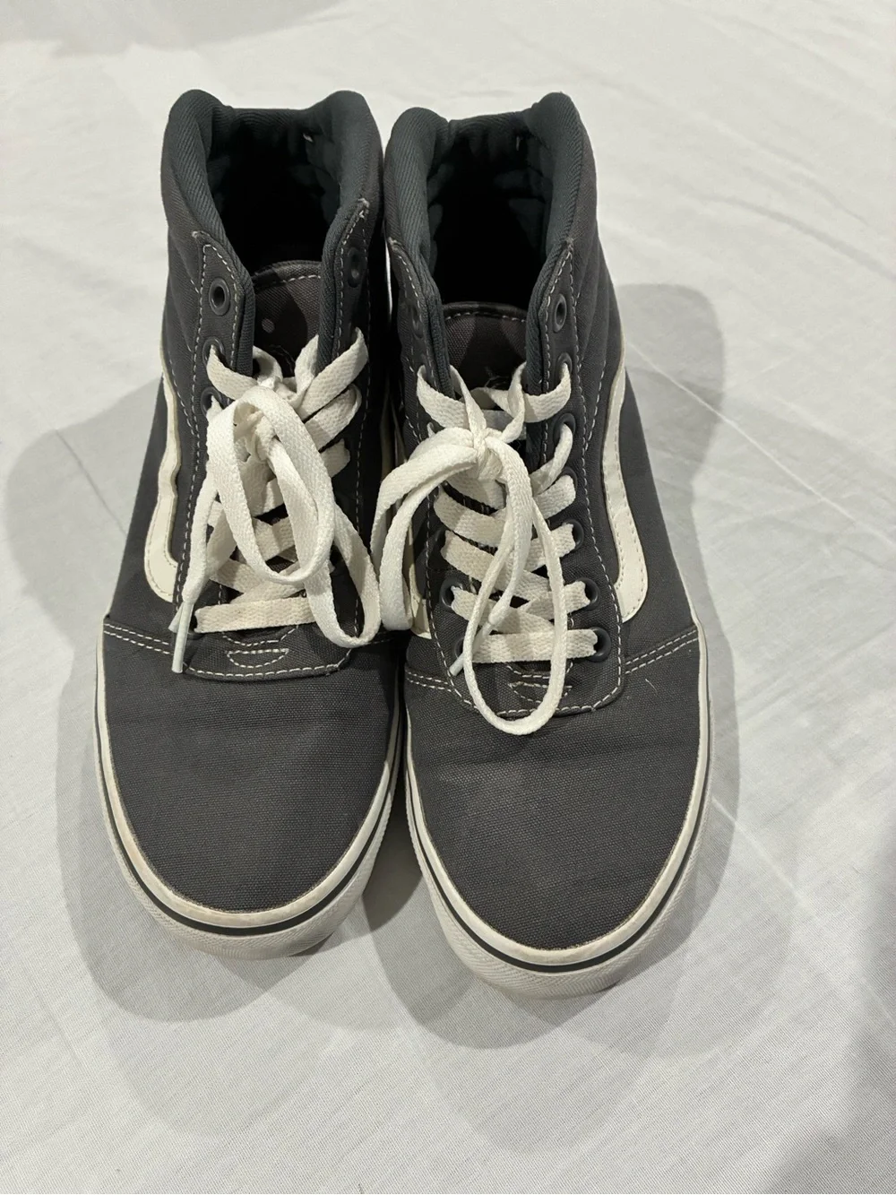 Vans Gray and White High-Top Canvas Sneakers